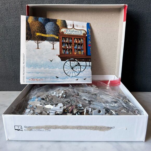 Charles Wysocki Promises, Promises Winter Snow Scene 500 Piece Puzzle-Complete - Picture 4 of 8